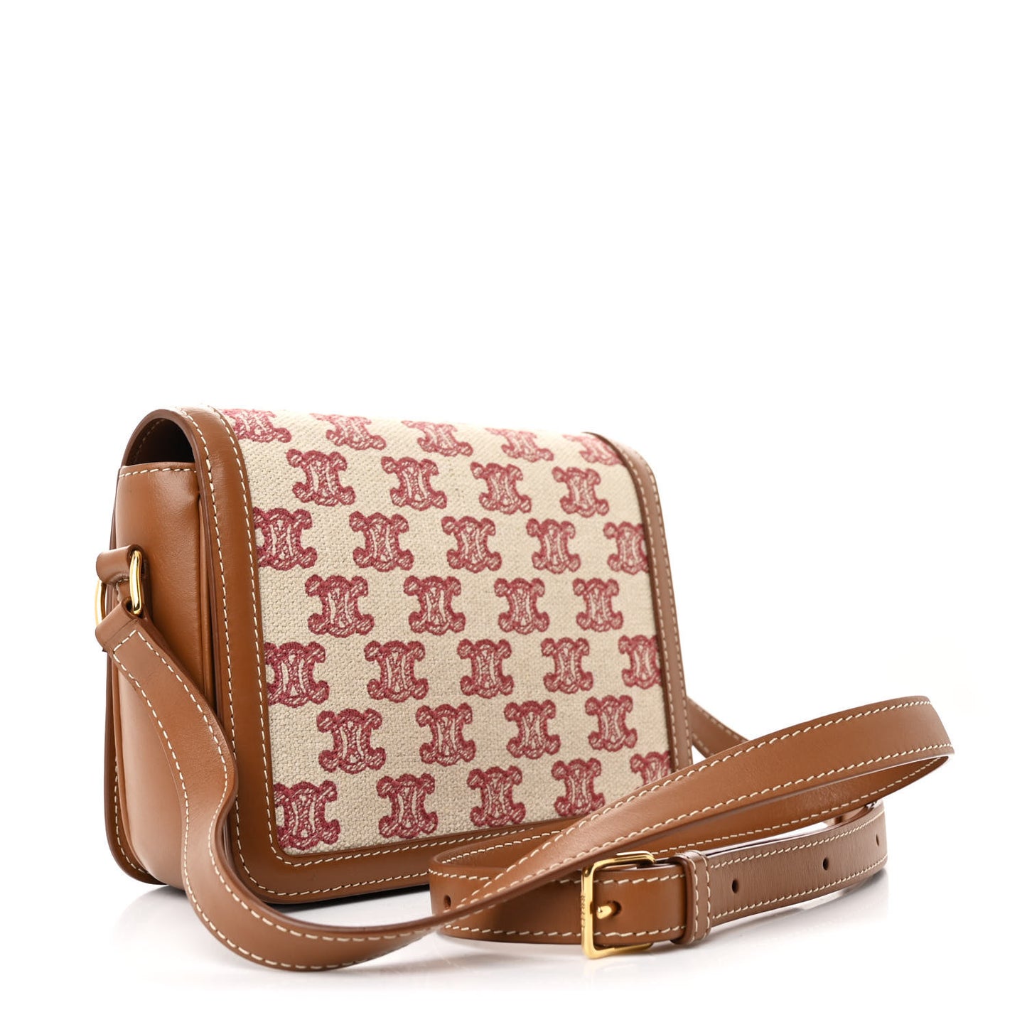 Canvas Calfskin Triomphe Embroidered Teen Triomphe Bag Vintage Pink