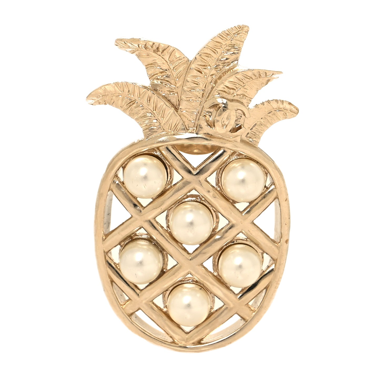 Pearl Pineapple Brooch Gold