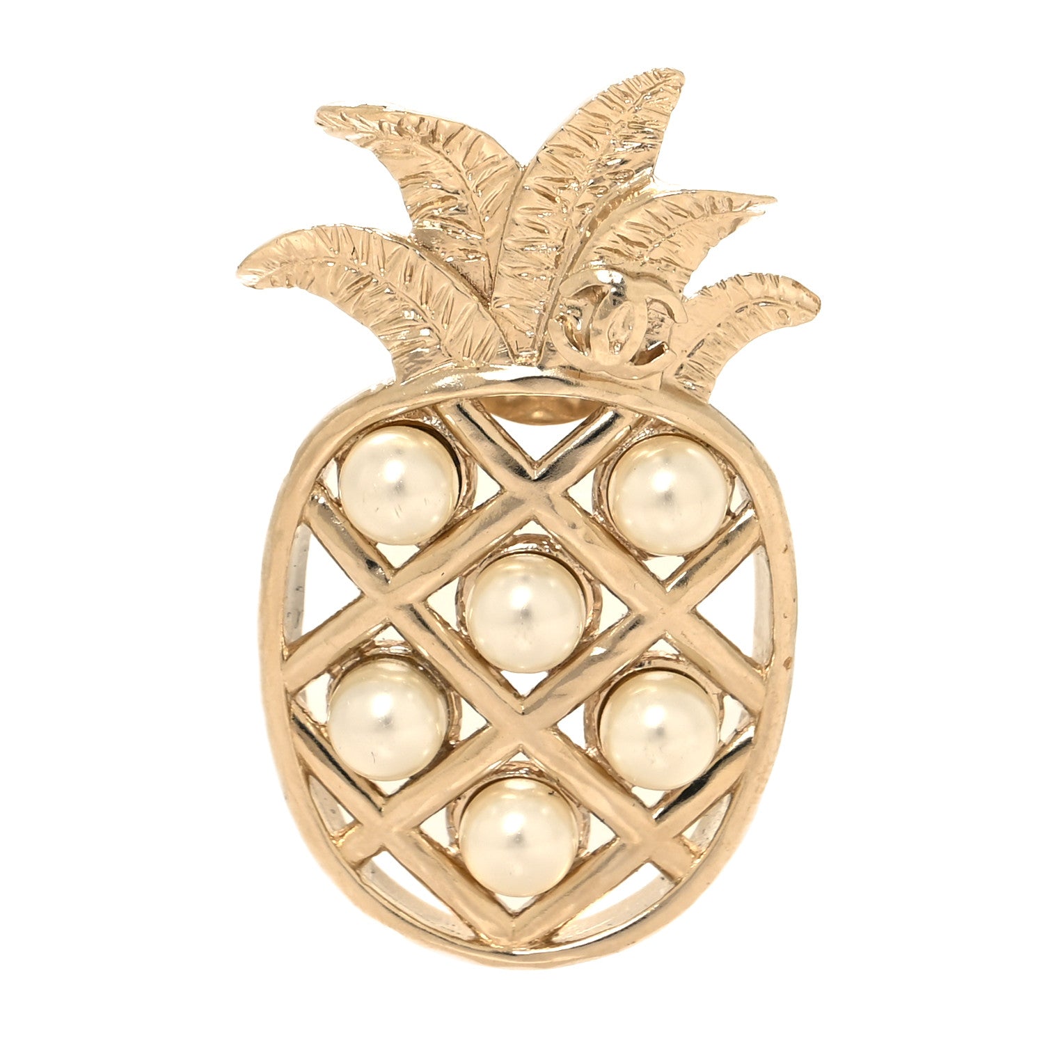 Chanel Pearl Pineapple Brooch Gold 1 of 3