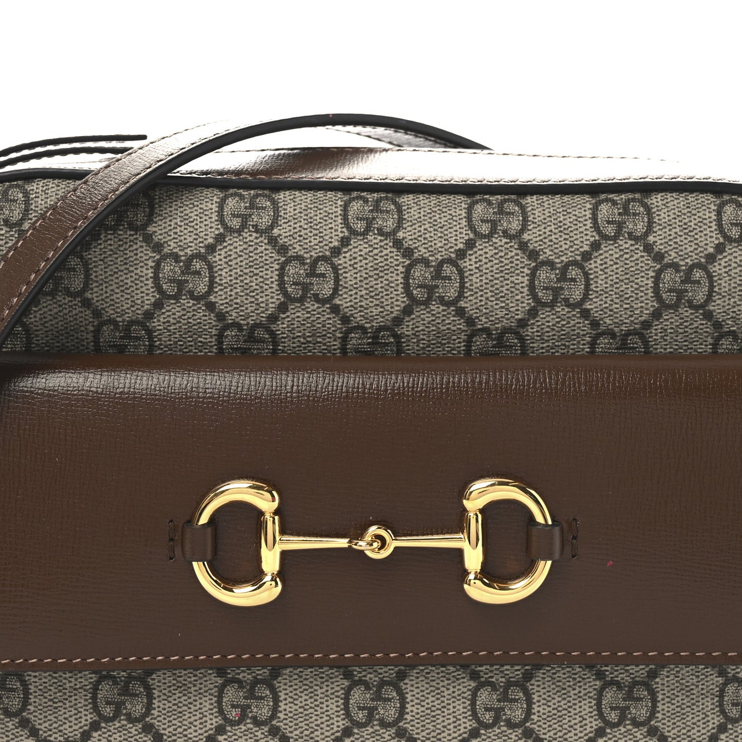 GG Supreme Monogram Small Horsebit 1955 Shoulder Bag Beige Brown Sugar