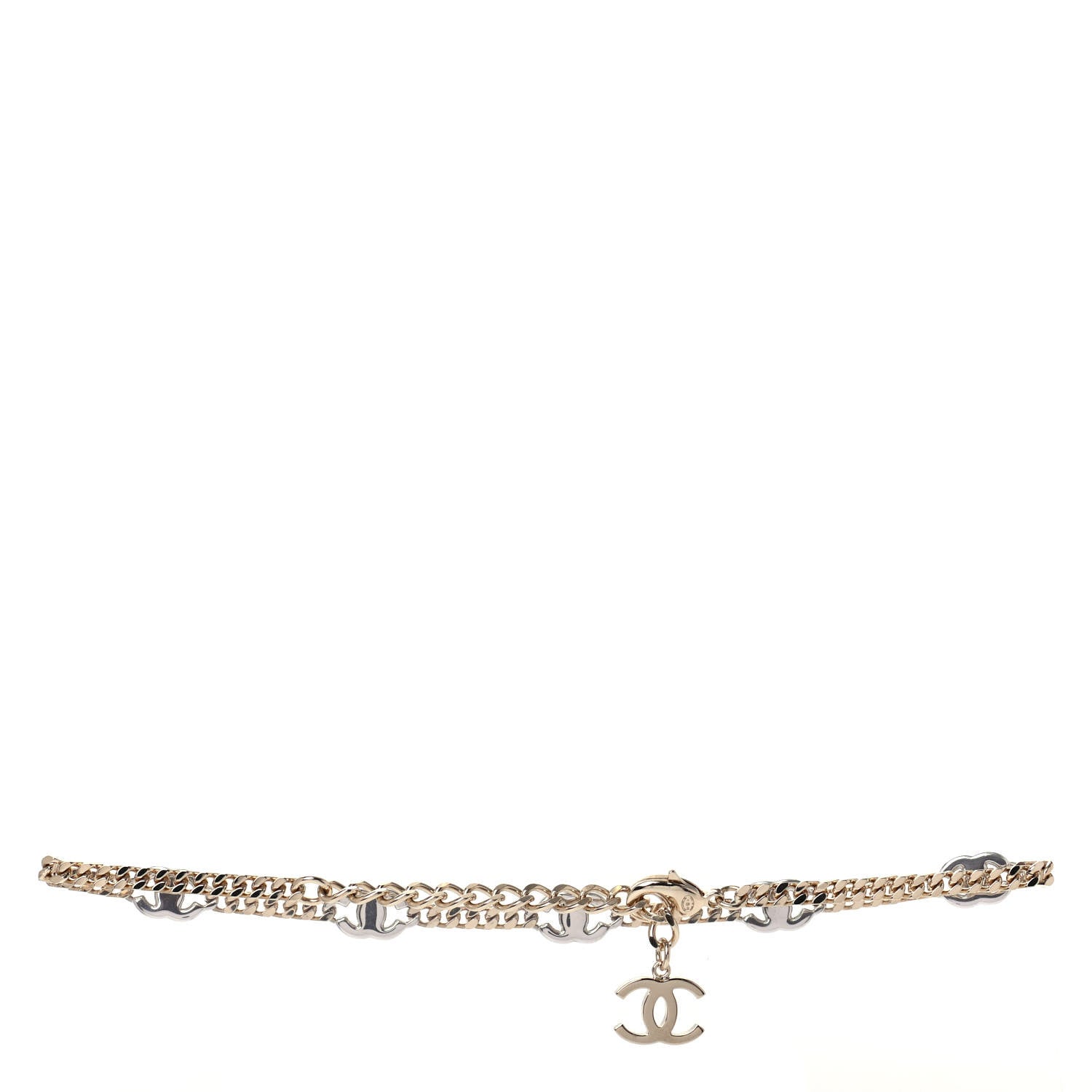 Chanel Crystal Chain CC Choker Gold Silver 2 of 4