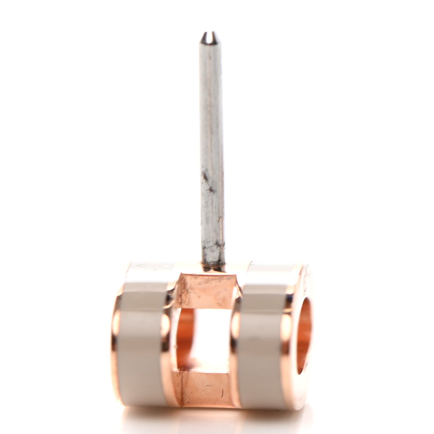 Rose Gold Lacquered Mini Pop H Earrings Marron Glace