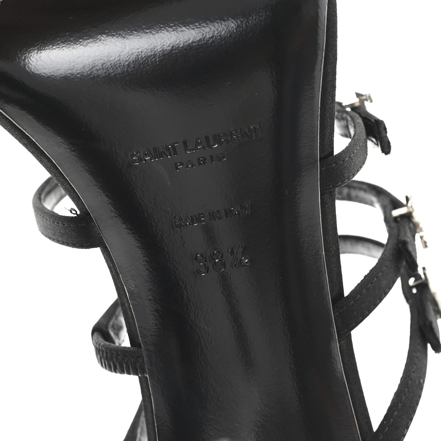 Crepe Satin Crystal Logo Jerry 110 Ankle Strap Sandals 38.5 Black