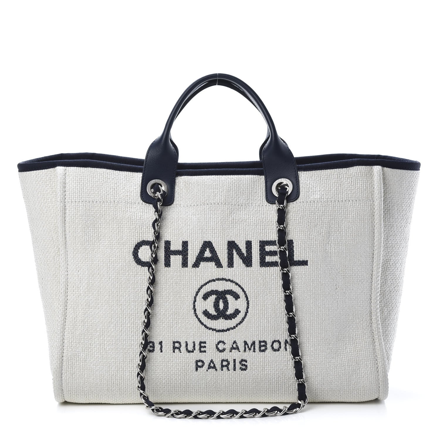 Chanel Canvas Medium Deauville Tote White 1 of 10