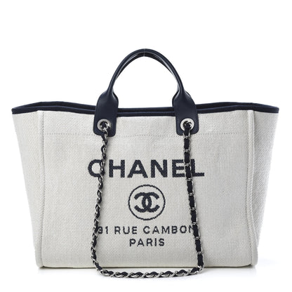 Chanel Canvas Medium Deauville Tote White 1 of 10