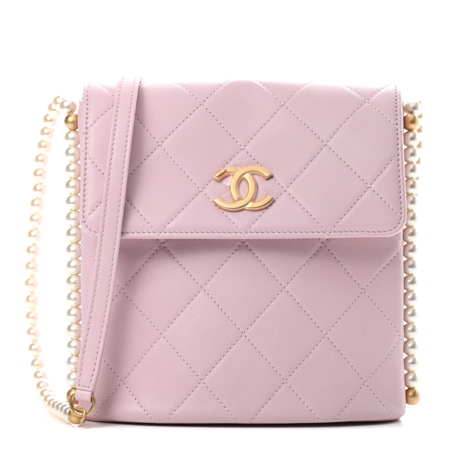 Calfskin Quilted Pearl Small About Pearls Hobo Bag Light Pink