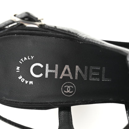 Chanel Crumpled Shiny Fabric Grosgrain Cap Toe Camellia Bow Slingback Pumps 36 Black 8 of 11
