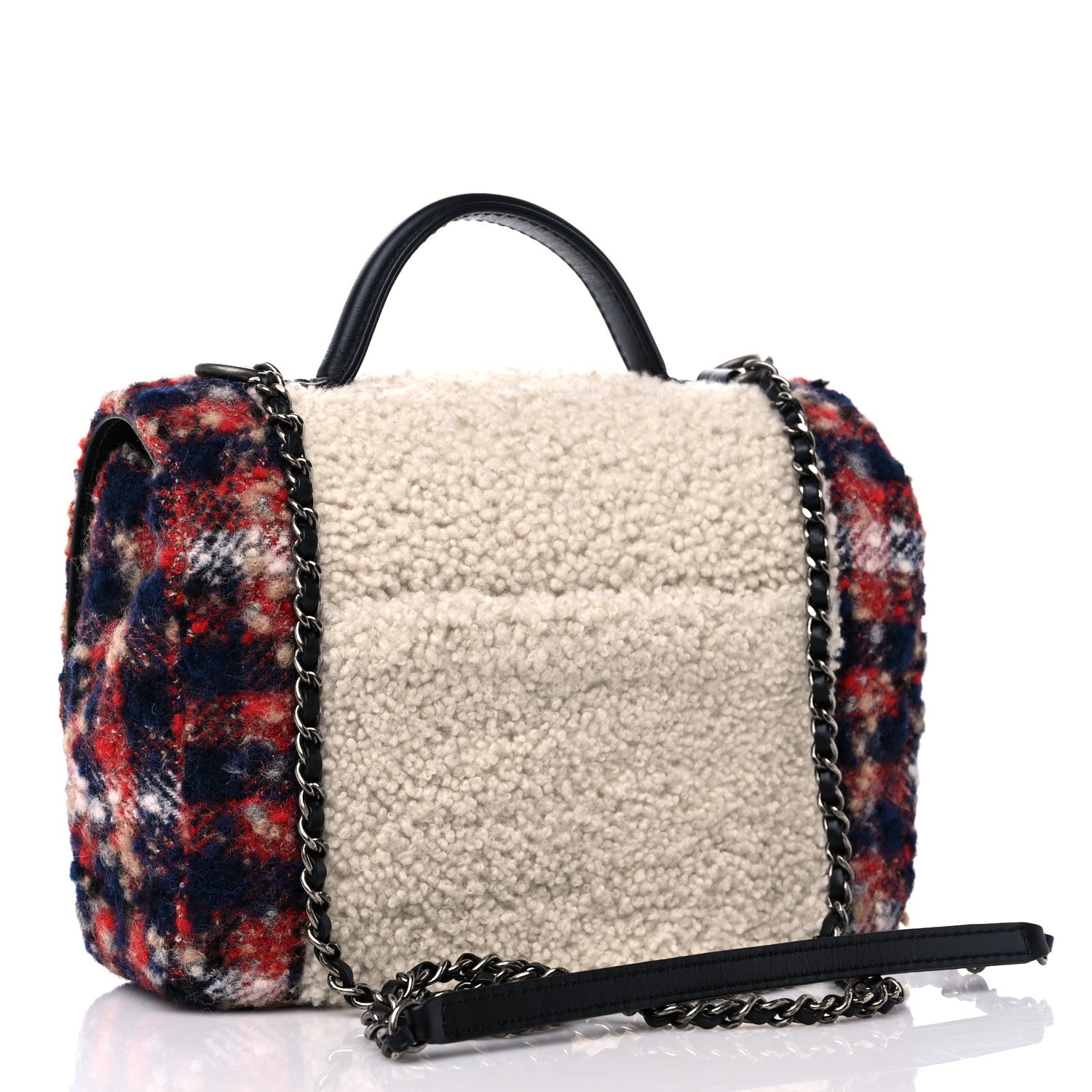 Chanel Shearling Tweed Small Top Handle Flap Bag Multicolor 3 of 10