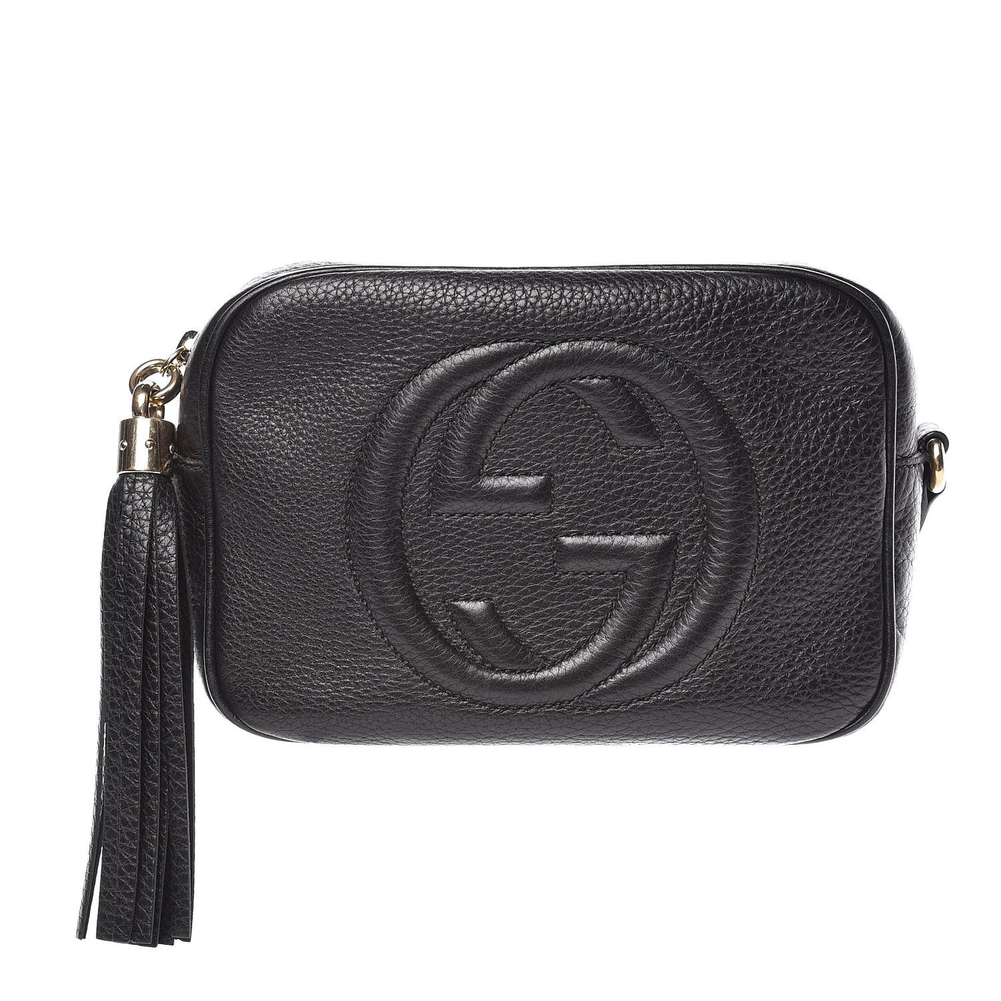 Pebbled Calfskin Small Soho Disco Bag Black