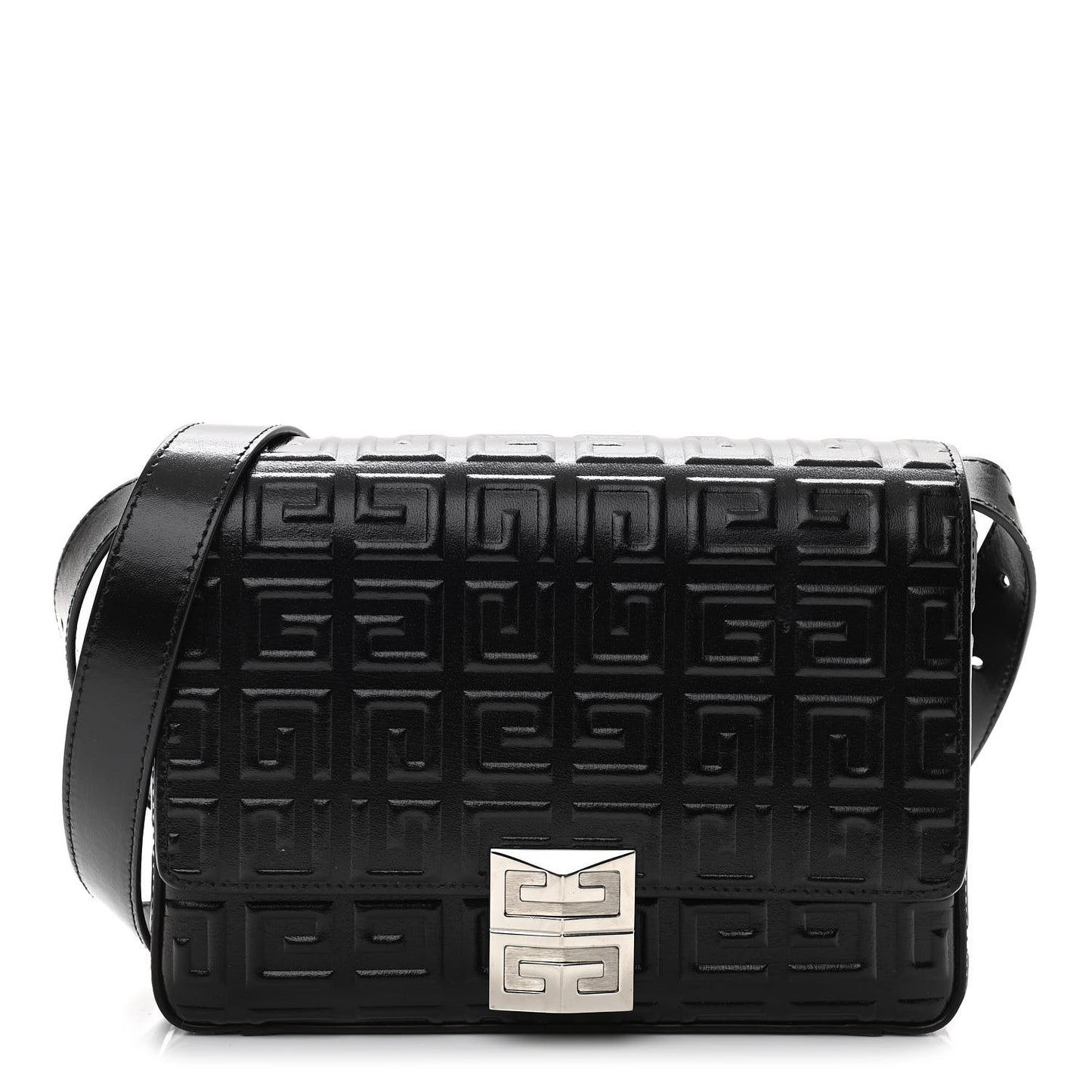 Calfskin 4G Embossed Medium Shoulder Bag Black