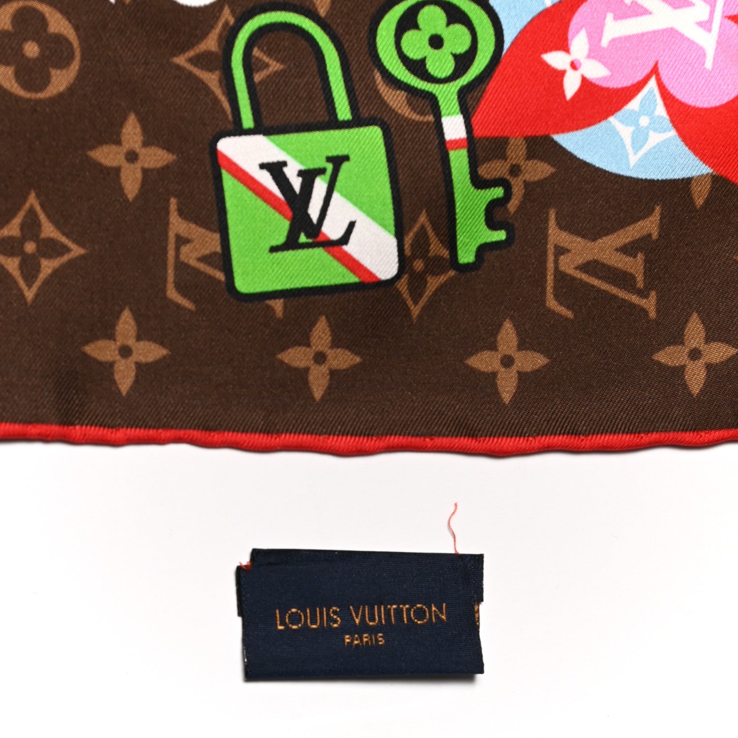 Louis Vuitton Silk Monogram LV Stories Shawl Brown 4 of 4