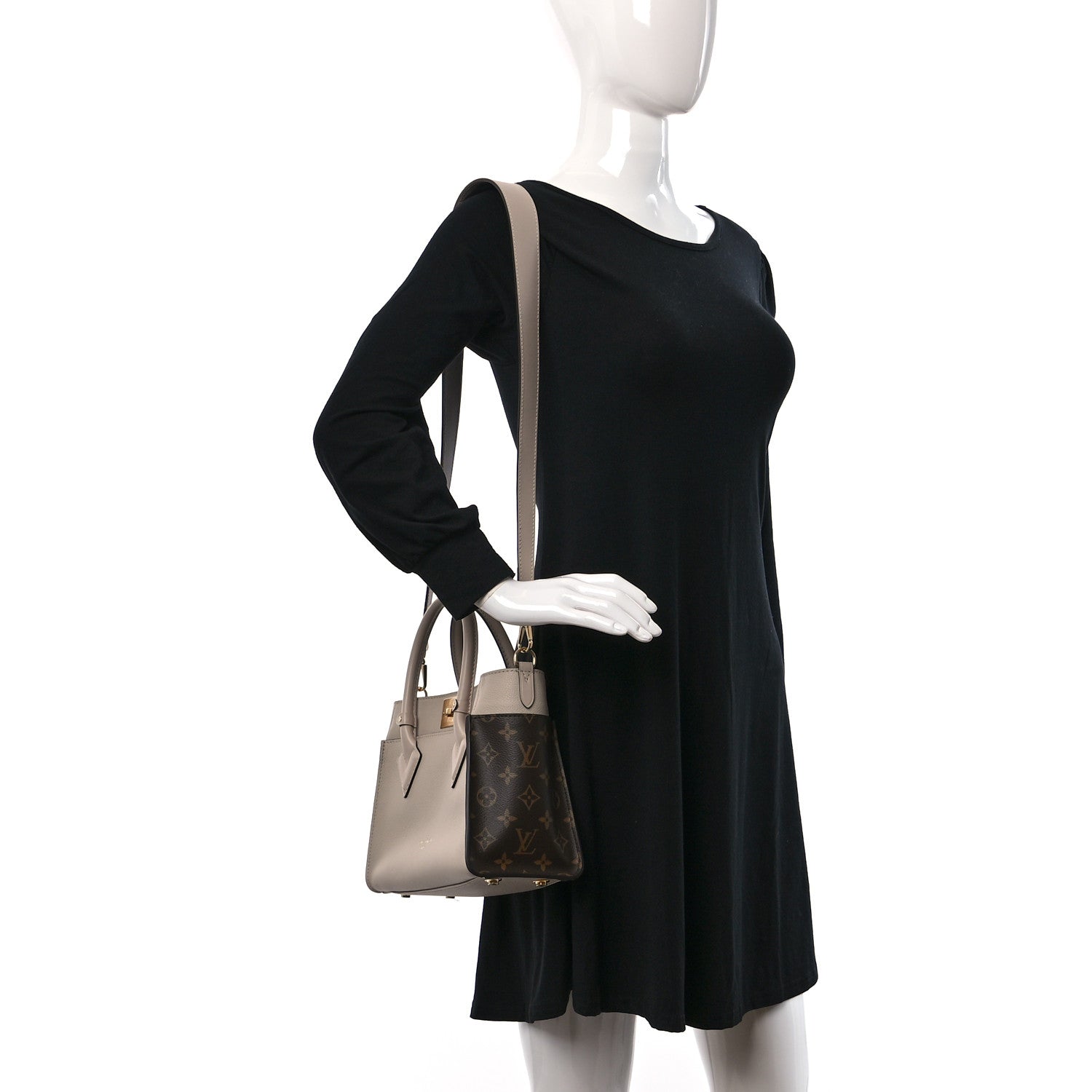 Louis Vuitton Calfskin Monogram On My Side PM Greige 2 of 11