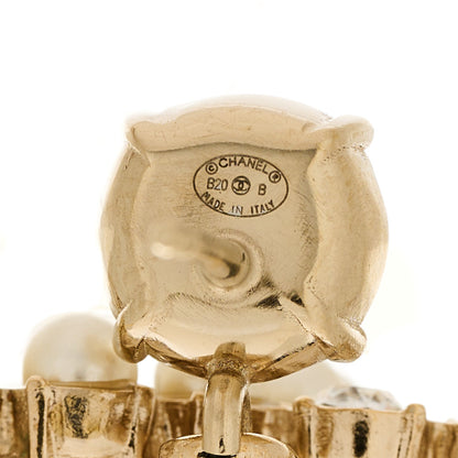 Chanel Crystal Pearl Dazzling Domino CC Drop Earrings Gold 4 of 4
