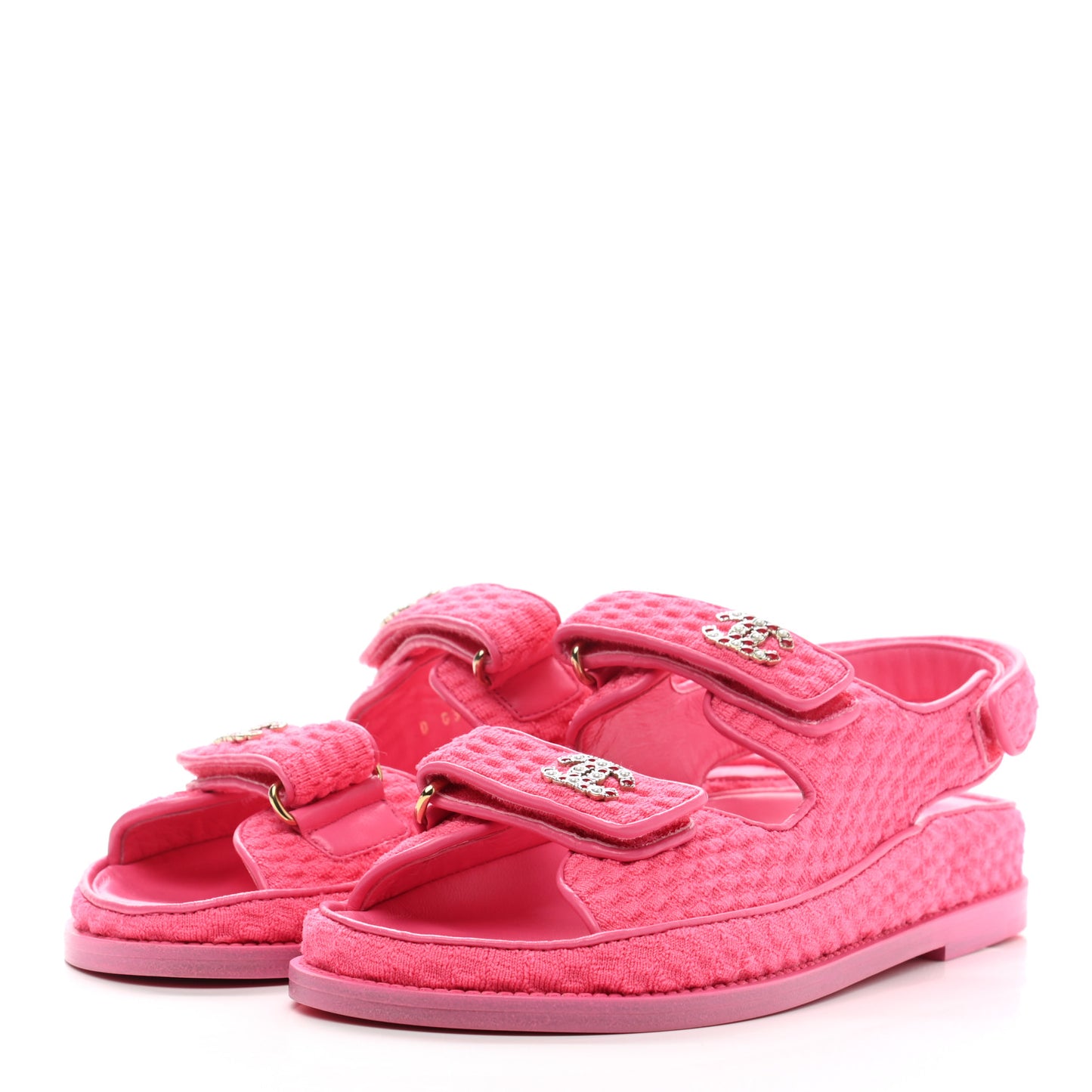 Knit Fabric Velcro Dad Sandals 37 Pink