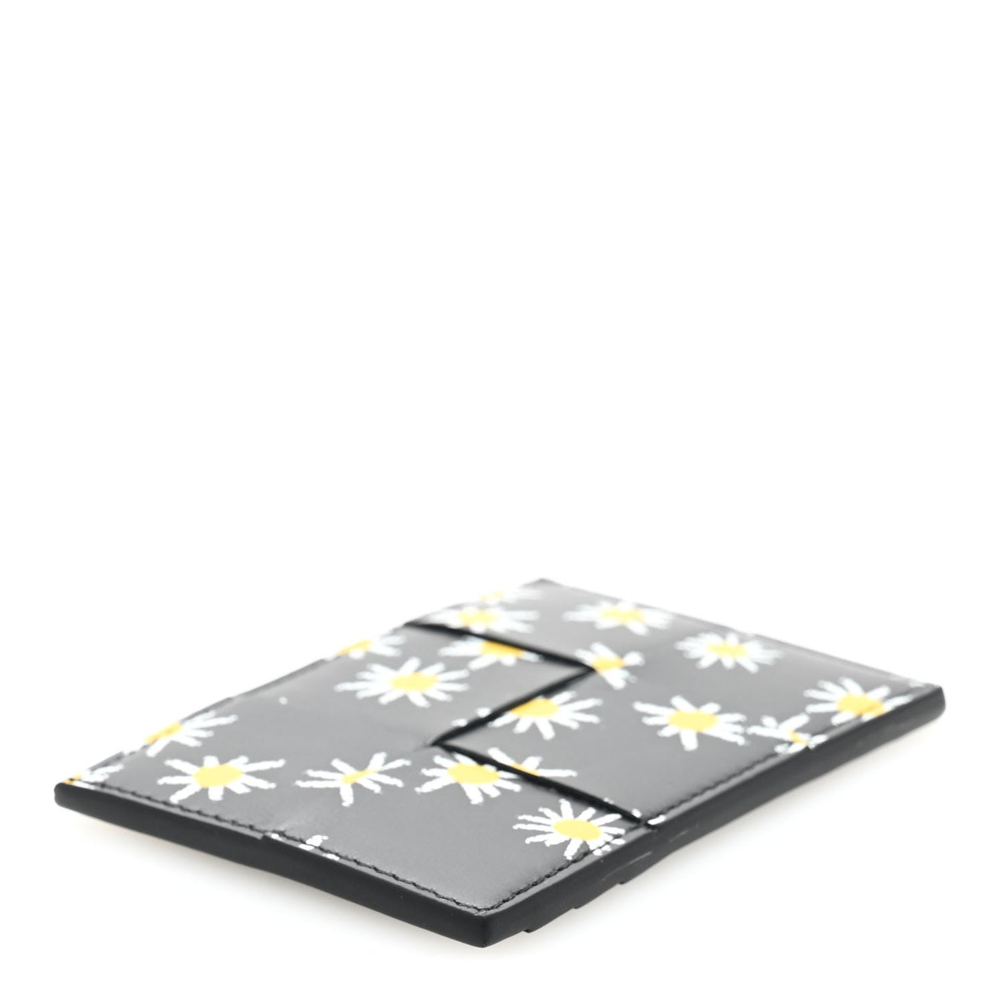 Nappa Maxi Intrecciato Daisy Print Card Holder Black