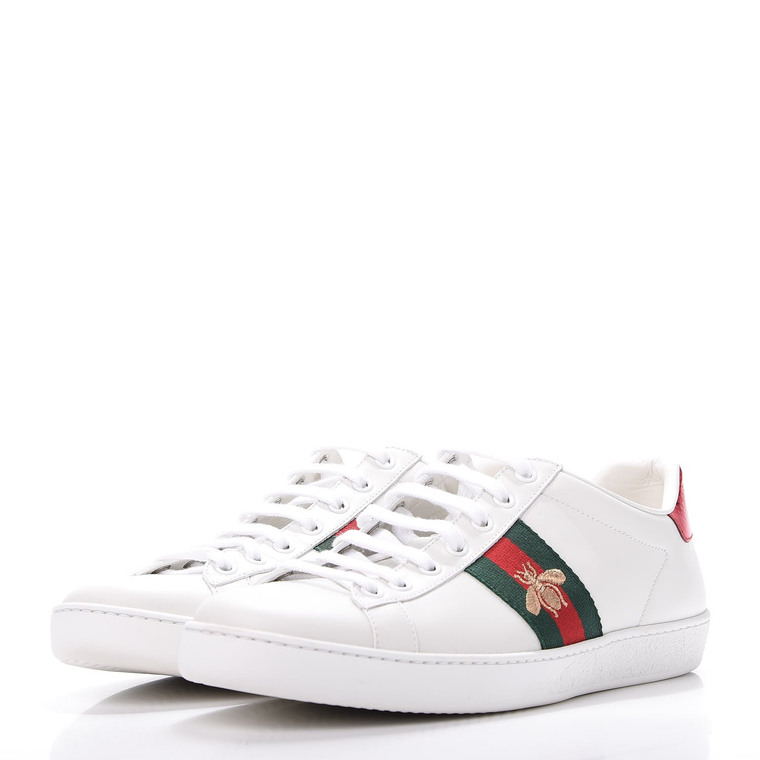 Gucci Calfskin Ayers Web Bee Embroidered Ace Sneakers 40 White 3 of 11