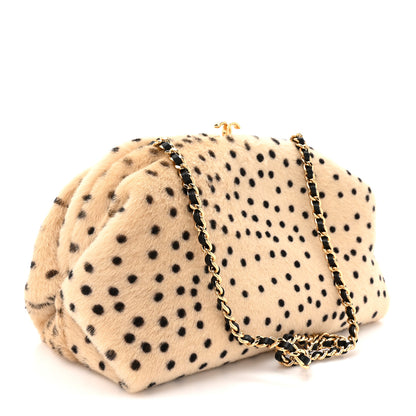Chanel Pony Hair Cheetah Printed Lambskin Clutch With Chain Beige Black 3 of 11