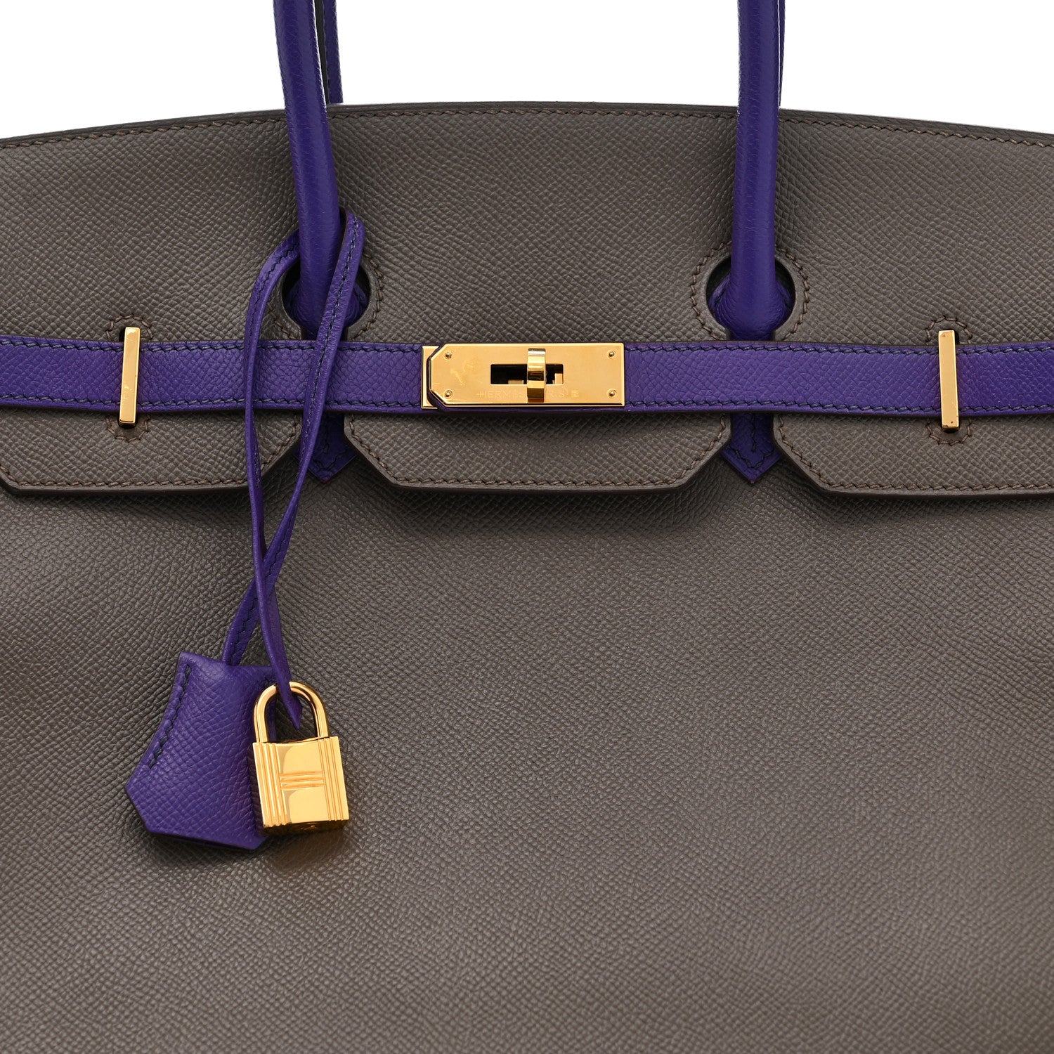 Hermes Epsom Bi-Color Horseshoe Birkin 35 Etain Crocus 8 of 14