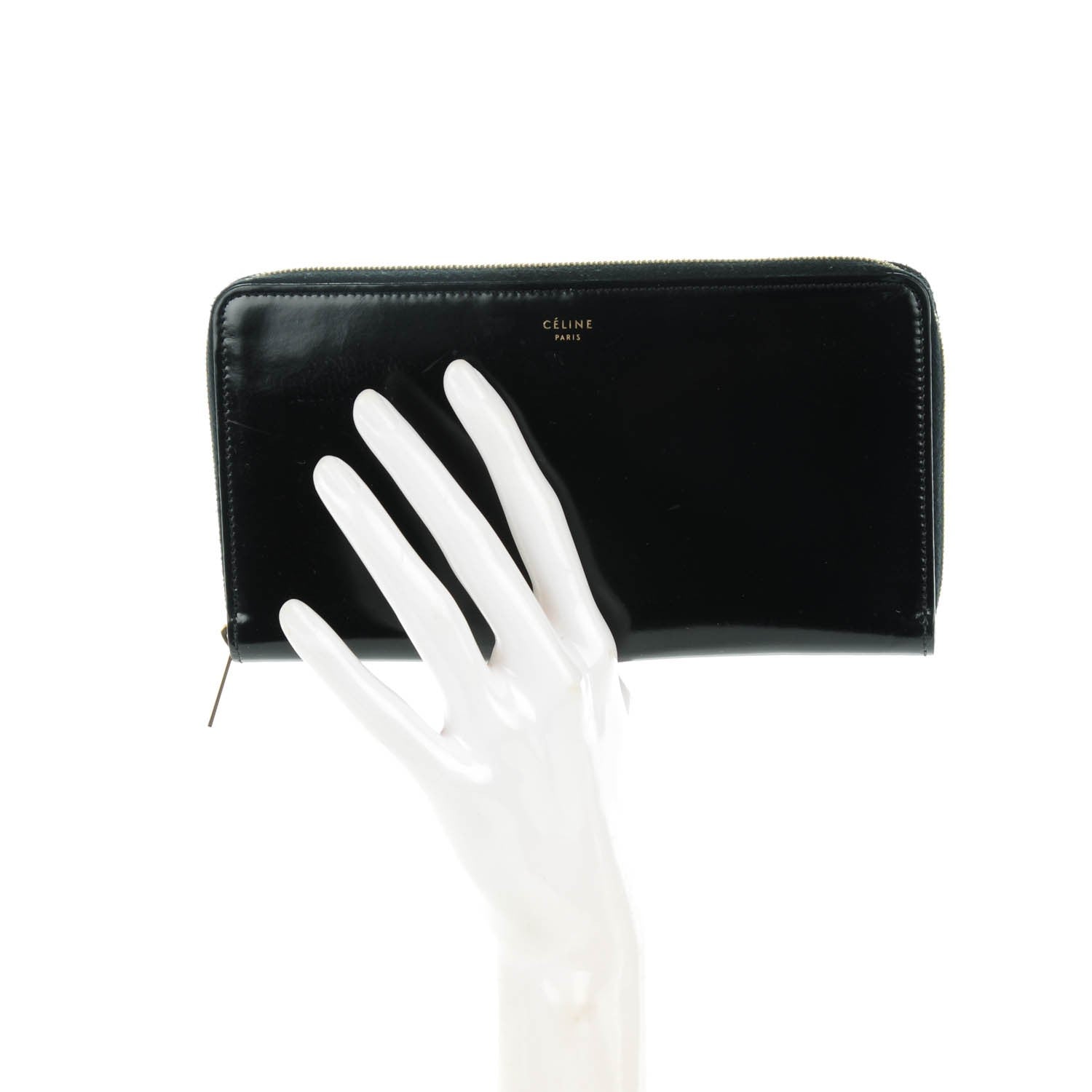 Celine Spazzolato Calfskin Large Zip Around Multifunction Wallet Black 2 of 7