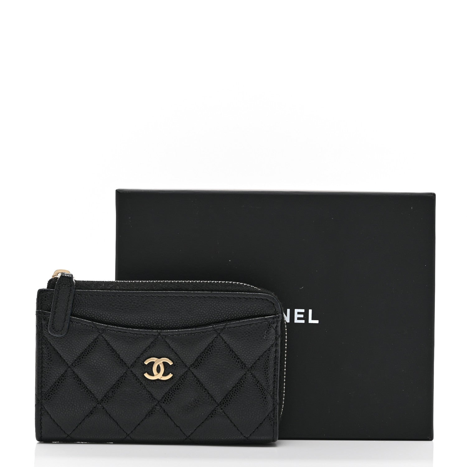 Chanel Caviar Quilted CC Zip Around Card Holder Black 10 of 10