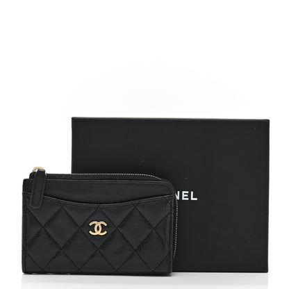 Chanel Caviar Quilted CC Zip Around Card Holder Black 10 of 10