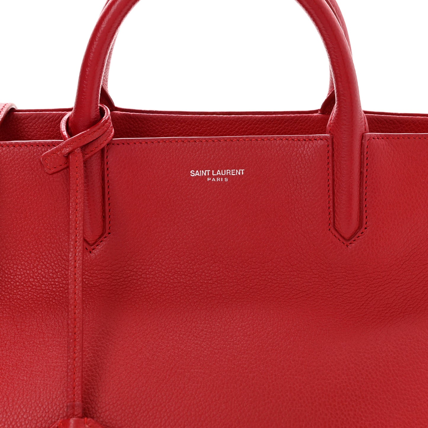 Grained Calfskin Small Cabas Rive Gauche Red
