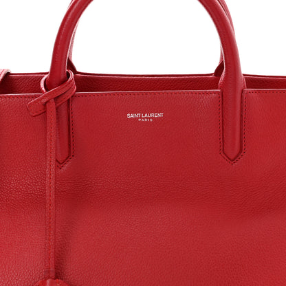 Saint Laurent Grained Calfskin Small Cabas Rive Gauche Red 8 of 14