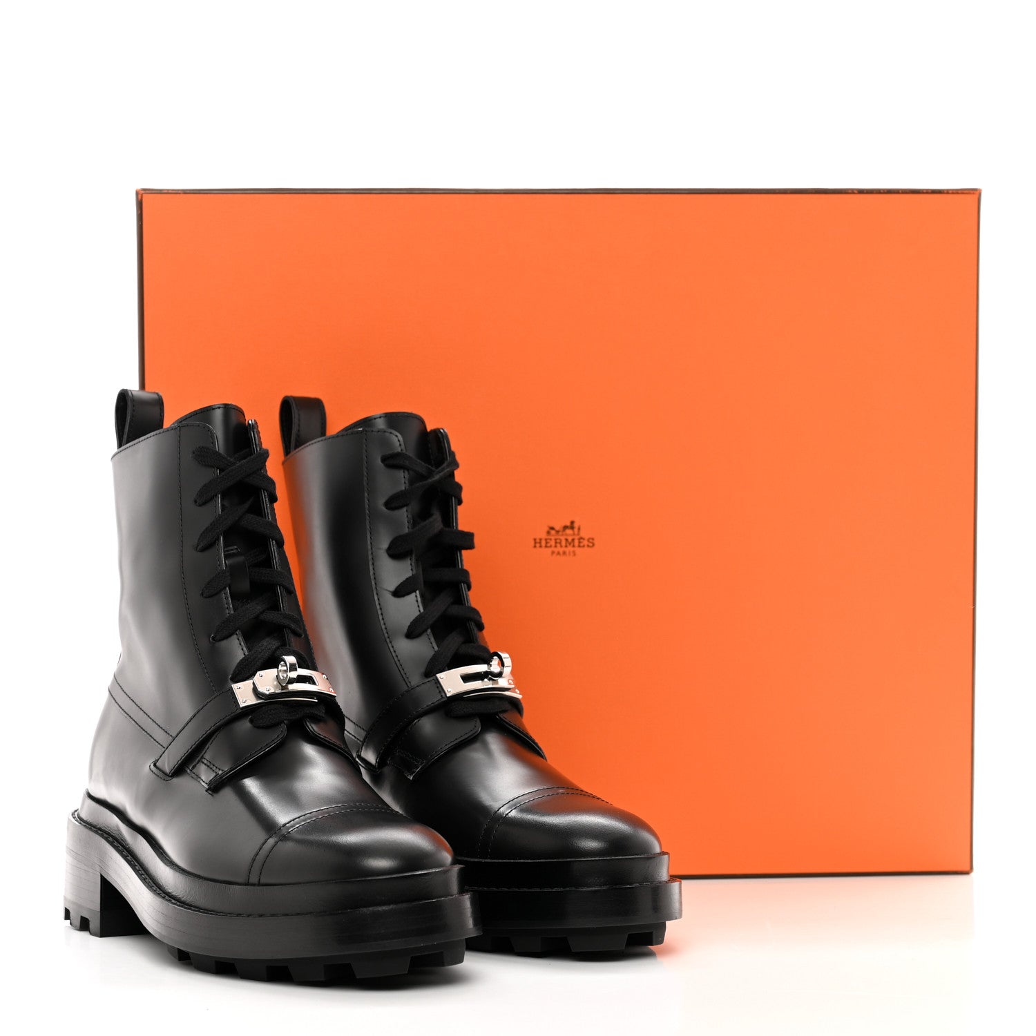 Hermes Glossed Calfskin Funk Ankle Boots 36 Black 9 of 9