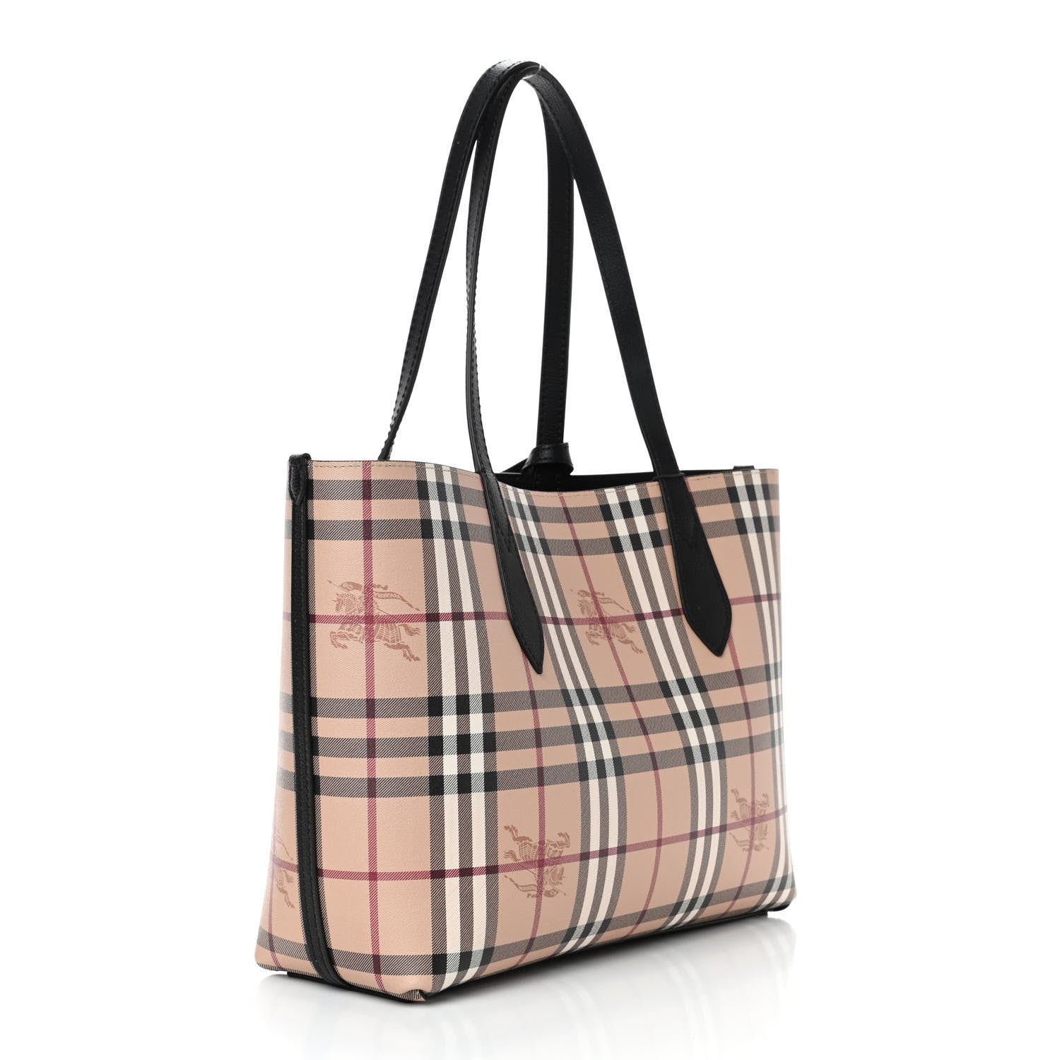 Burberry Grainy Calfskin Haymarket Check Small Reversible Tote Black 4 of 12