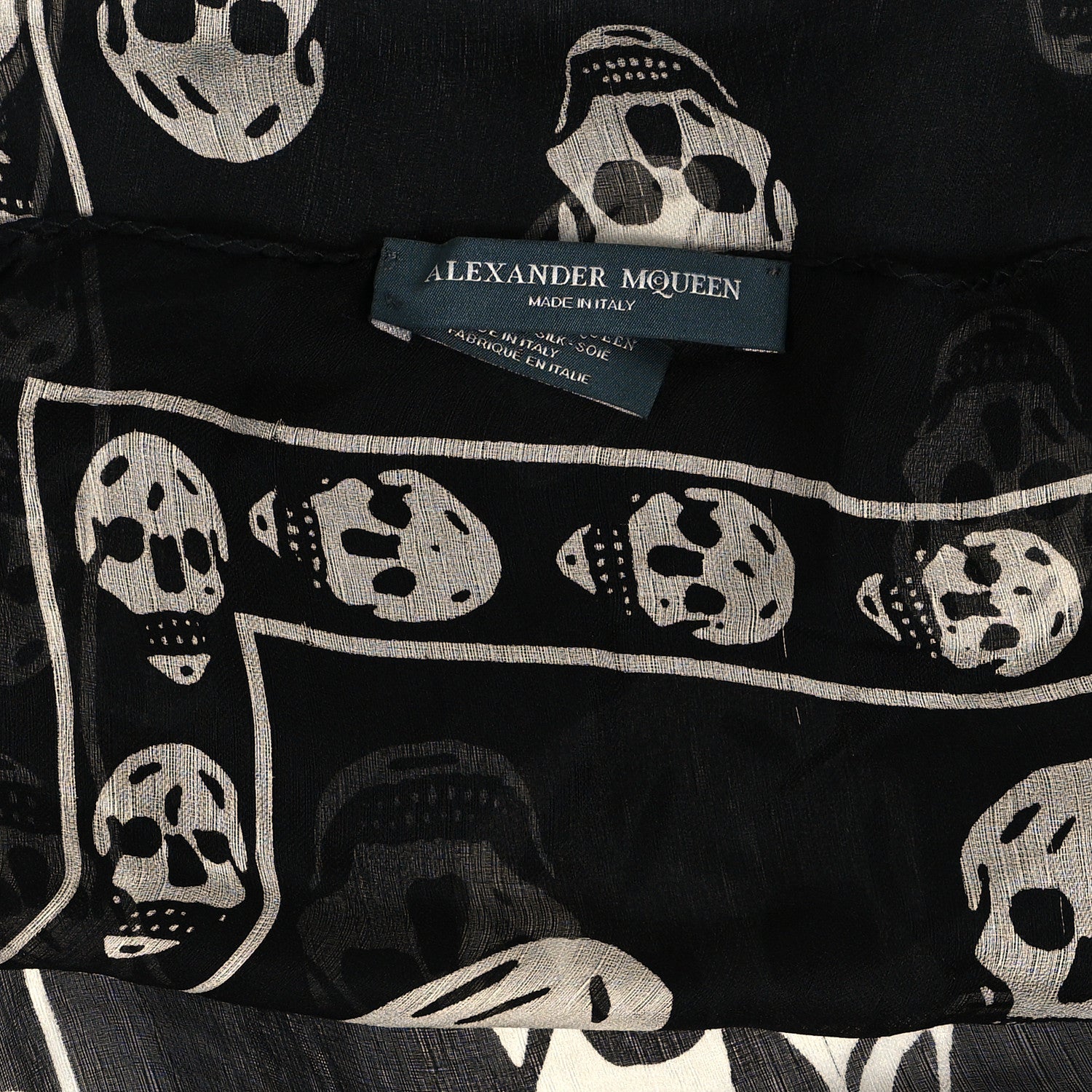 Alexander McQueen Silk Chiffon Skull Scarf Black Ivory 3 of 4