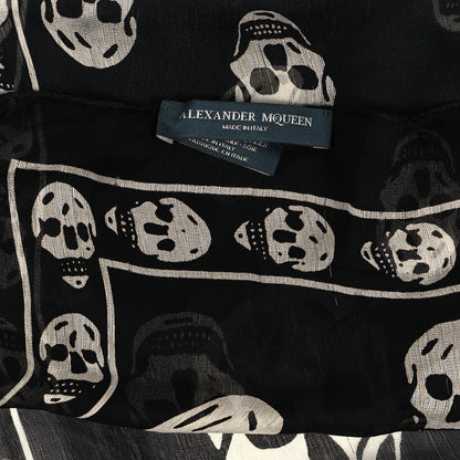 Alexander McQueen Silk Chiffon Skull Scarf Black Ivory 3 of 4