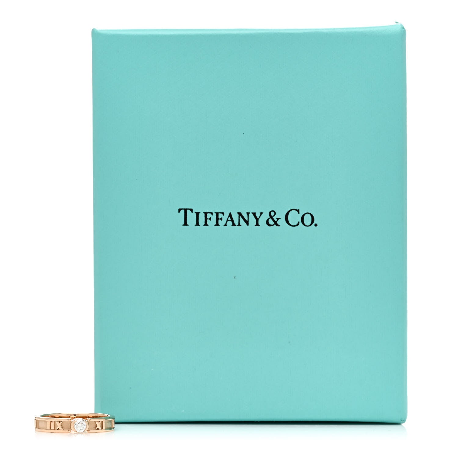 Tiffany 18K Rose Gold Diamond Narrow Atlas Closed Ring 52 6 5 of 5