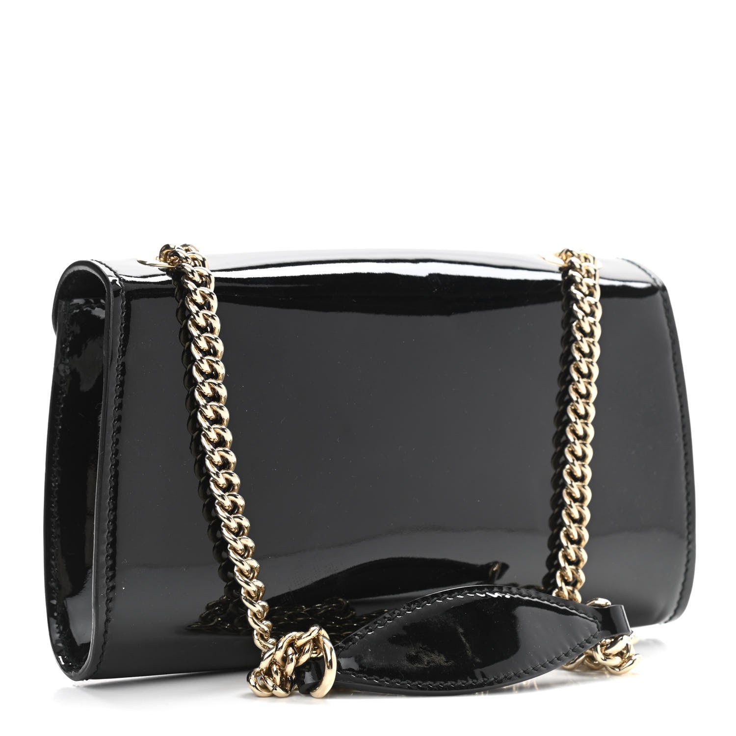 Gucci Patent Small Emily Chain Shoulder Bag Black 3 of 12