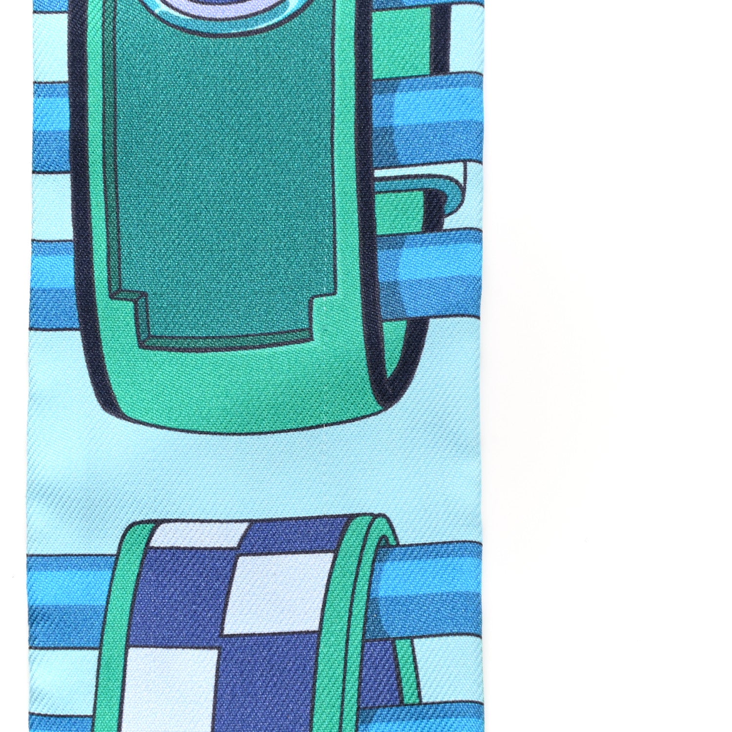 Hermes Silk Colliers De Chiens Remix Twilly White Turquoise 5 of 5