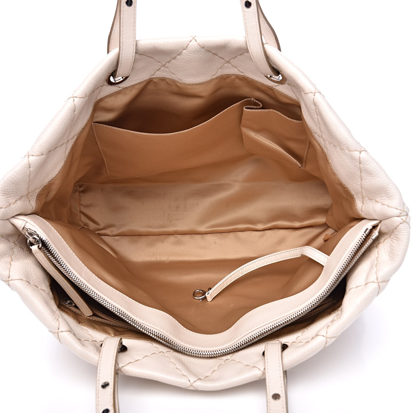 Glazed Calfskin Large On The Road Tote Light Beige