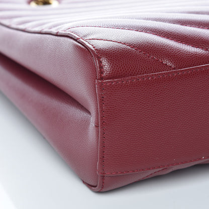 Saint Laurent Grain de Poudre Matelasse Chevron Medium Tribeca Shopping Bag Garnet 9 of 10