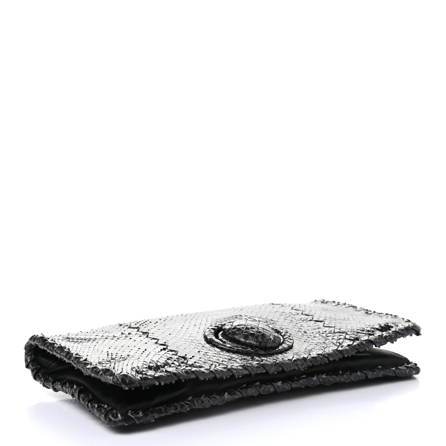 Snakeskin Turnlock Clutch Black