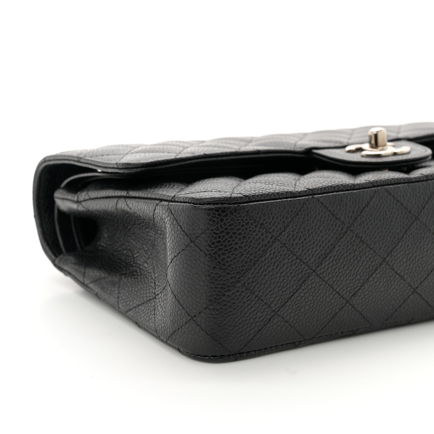 Caviar Quilted Medium Double Flap Black