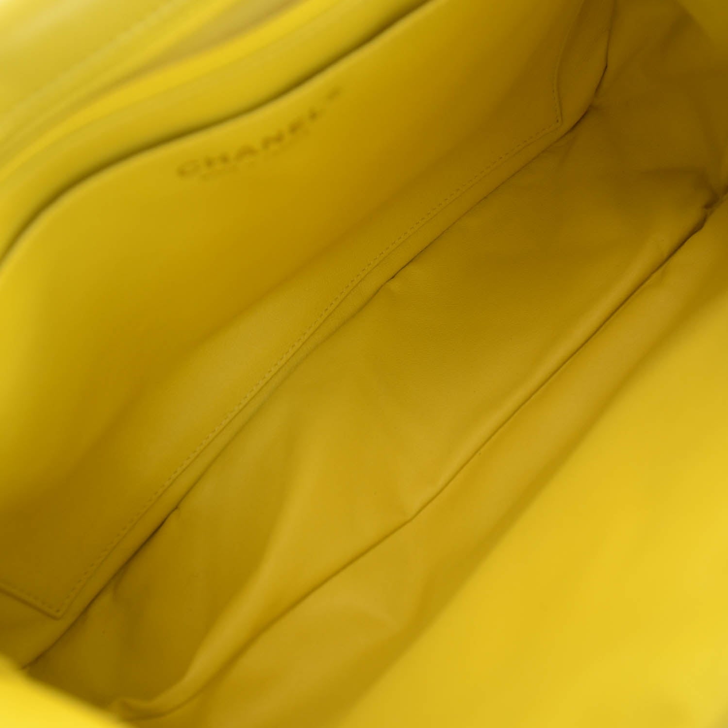 Chanel Lambskin Jumbo Single Flap Yellow 10 of 10