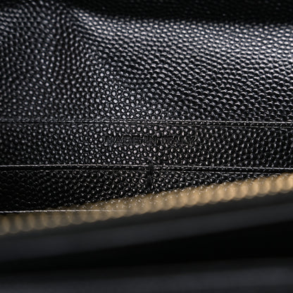 Saint Laurent Grain De Poudre Matelasse Chevron Monogram Chain Wallet Black 7 of 11