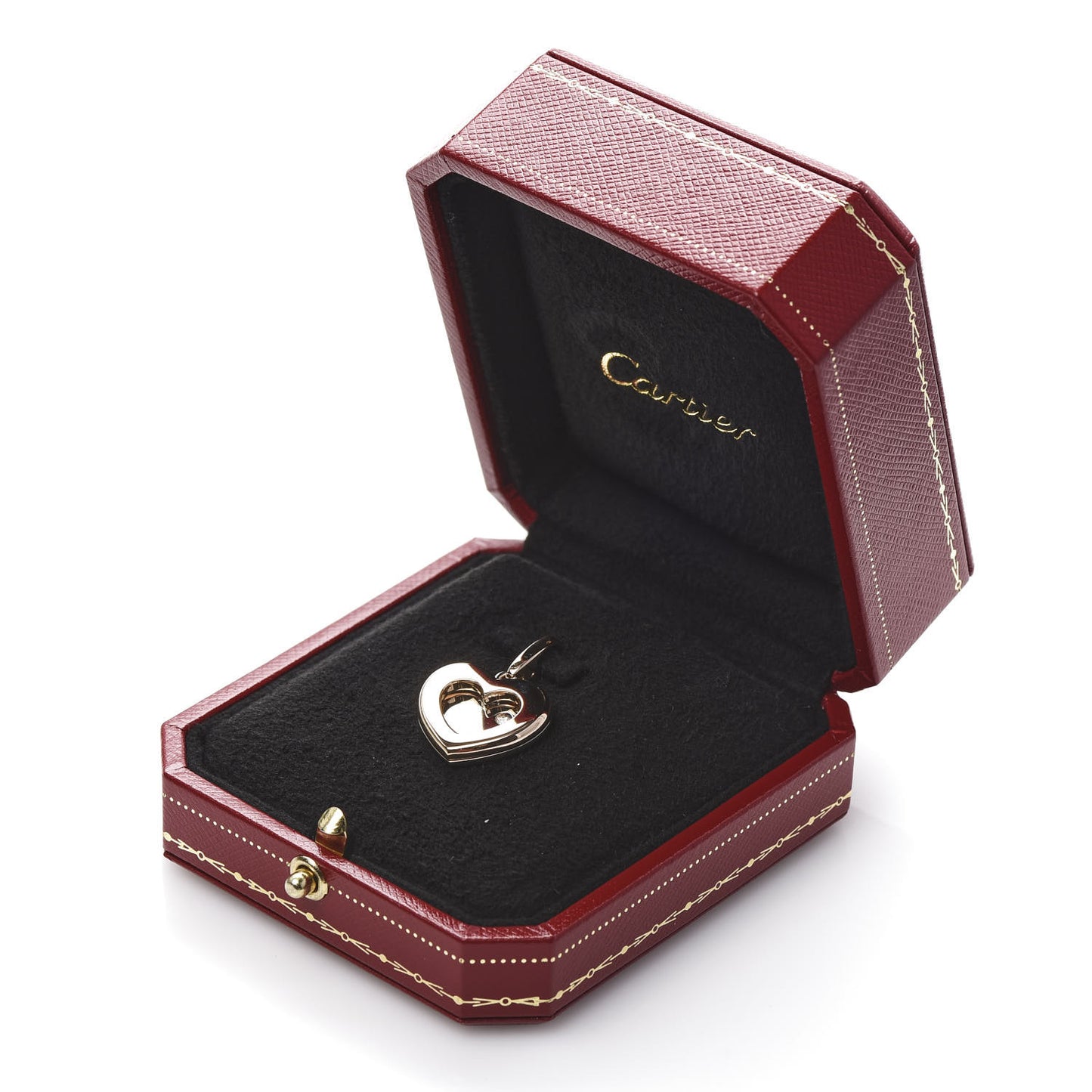 18K White Pink Gold Diamond Double Heart Charm