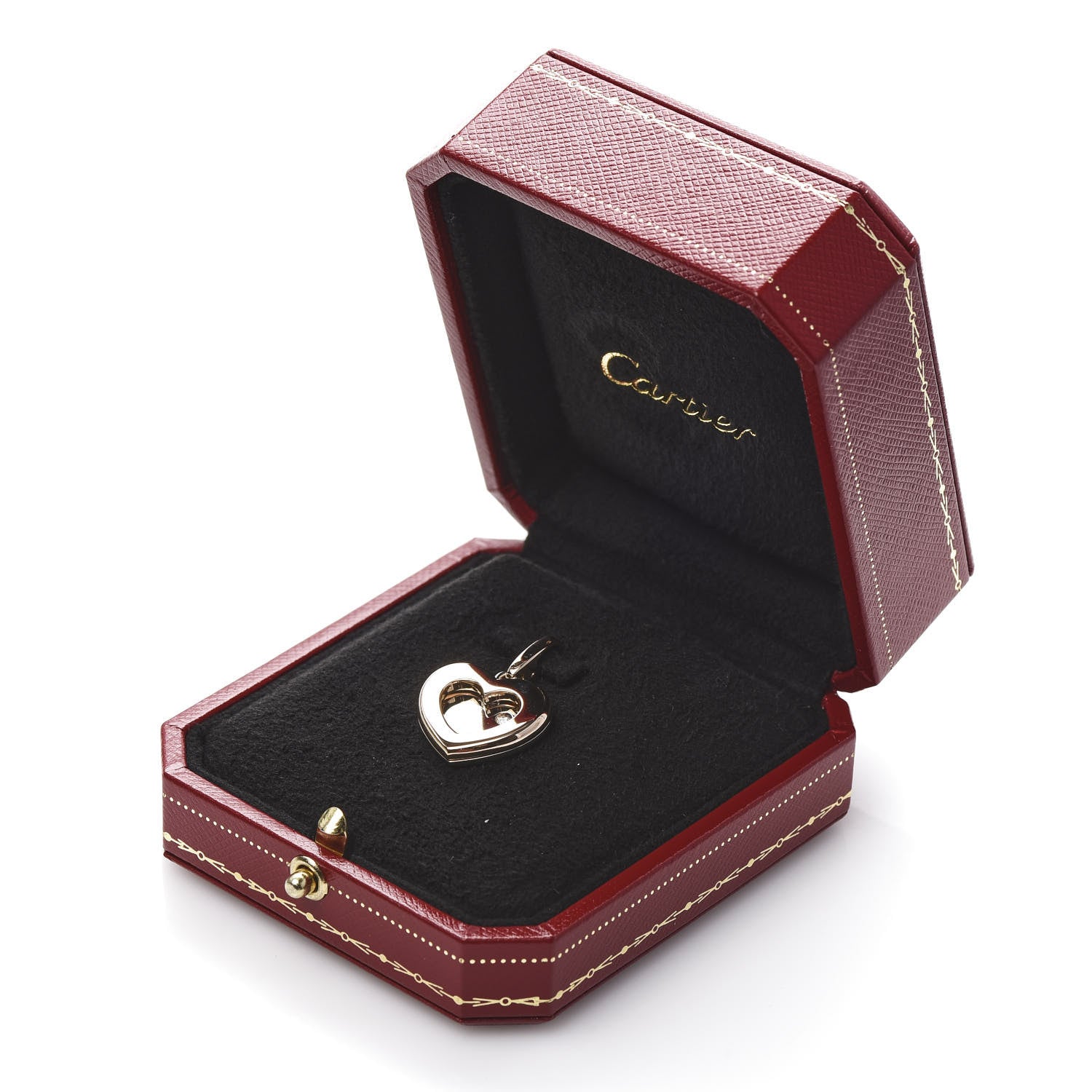 Cartier 18K White Pink Gold Diamond Double Heart Charm 3 of 3