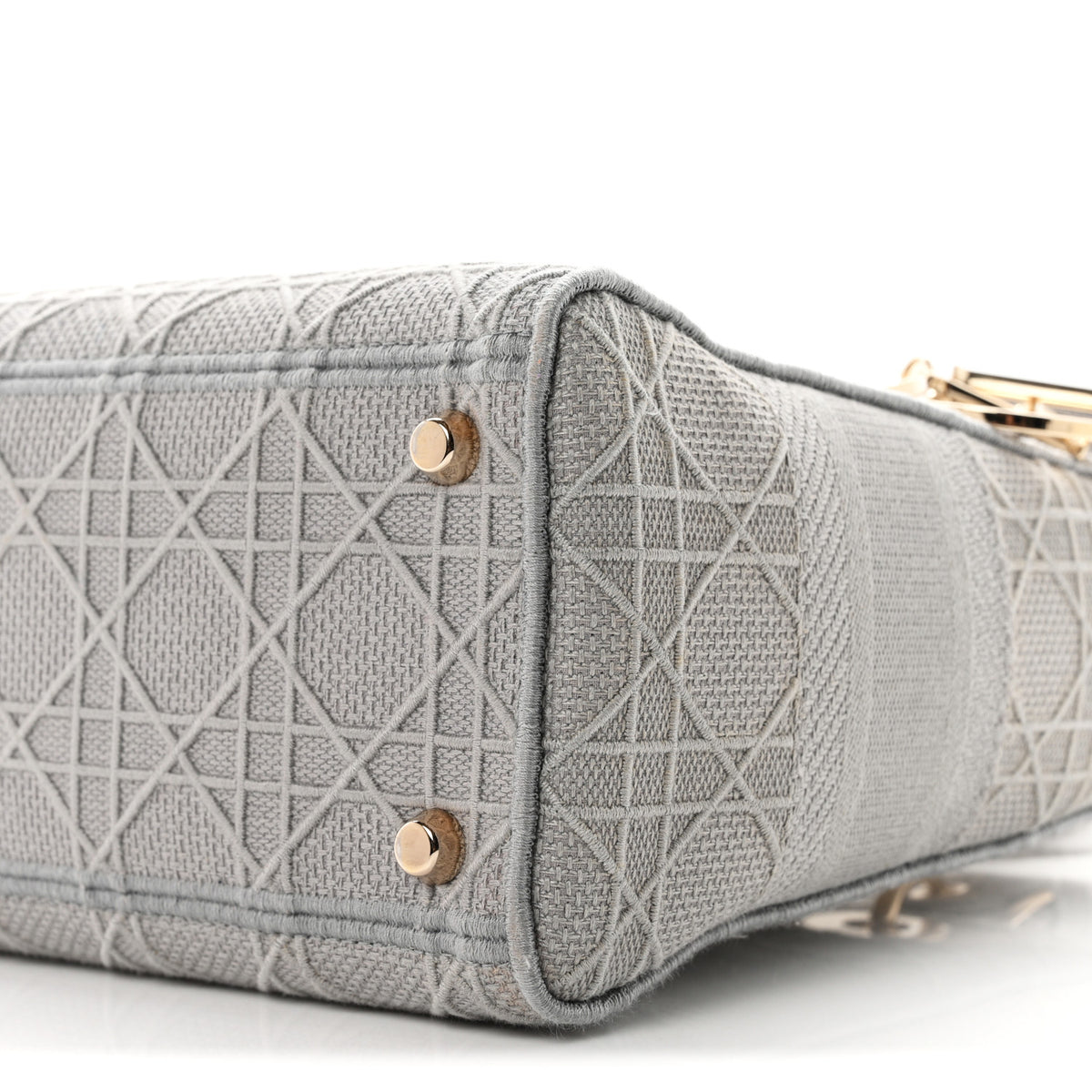 Christian Dior Canvas Embroidered Cannage Medium Lady D-Lite Gray 10 of 10