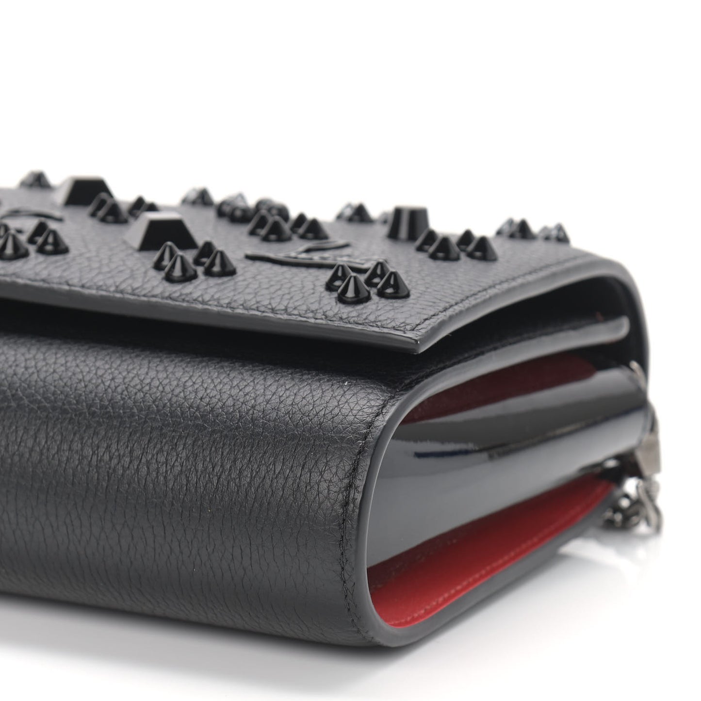 Calfskin Spikes Loubinthesky Paloma Clutch Black