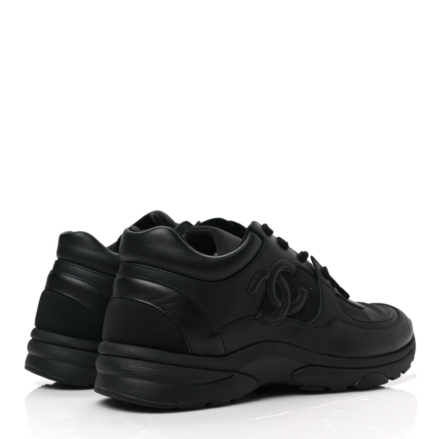 Lambskin Fabric CC Sneakers 39 Black