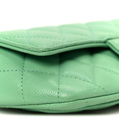Chanel Caviar Quilted Flap Phone Holder With Chain Green 10 of 12