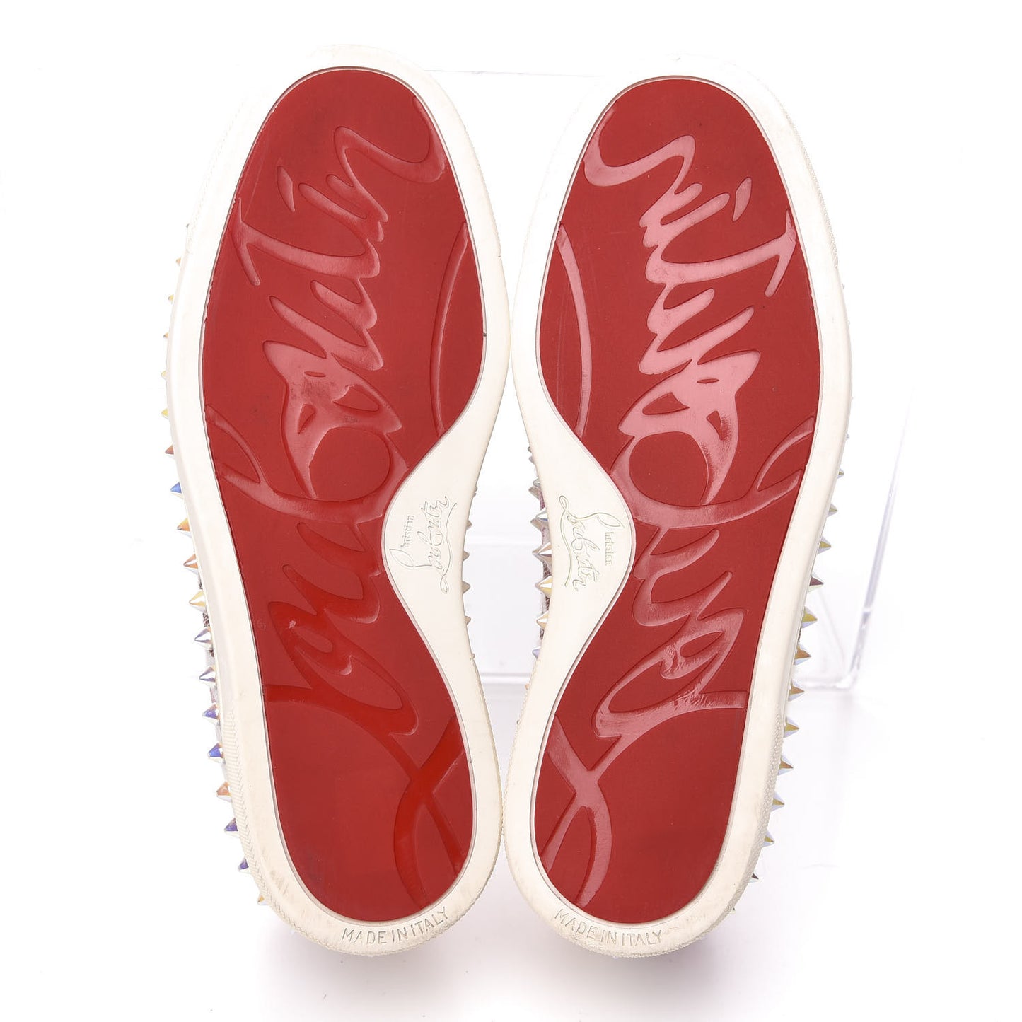 Metallic Fabric Lurex Lips Spikes Womens Pik Boat Flat Sneaker 35 White Multicolor
