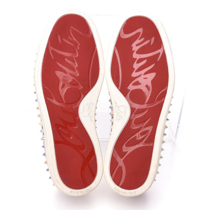 Christian Louboutin Metallic Fabric Lurex Lips Spikes Womens Pik Boat Flat Sneaker 35 White Multicolor 5 of 10