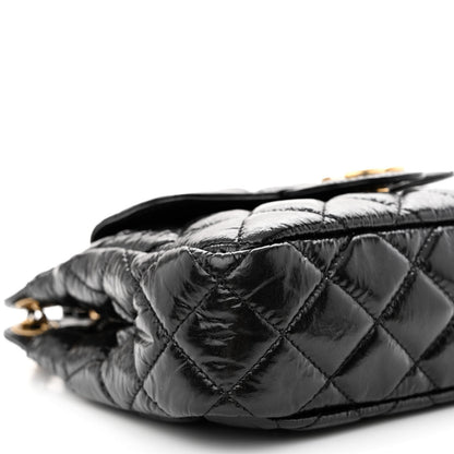 Chanel Shiny Crumpled Calfskin Quilted Small Wavy CC Hobo Black 9 of 10