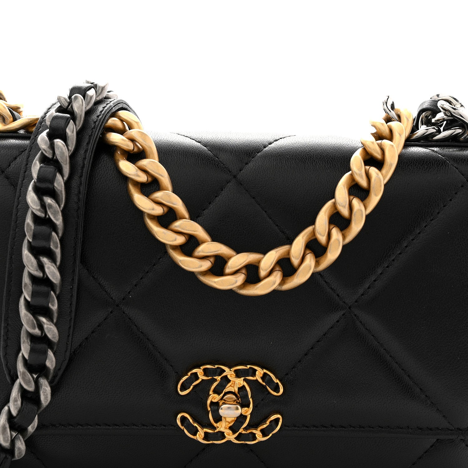 Chanel Lambskin Quilted Chanel 19 Wallet On Chain WOC Black 8 of 12